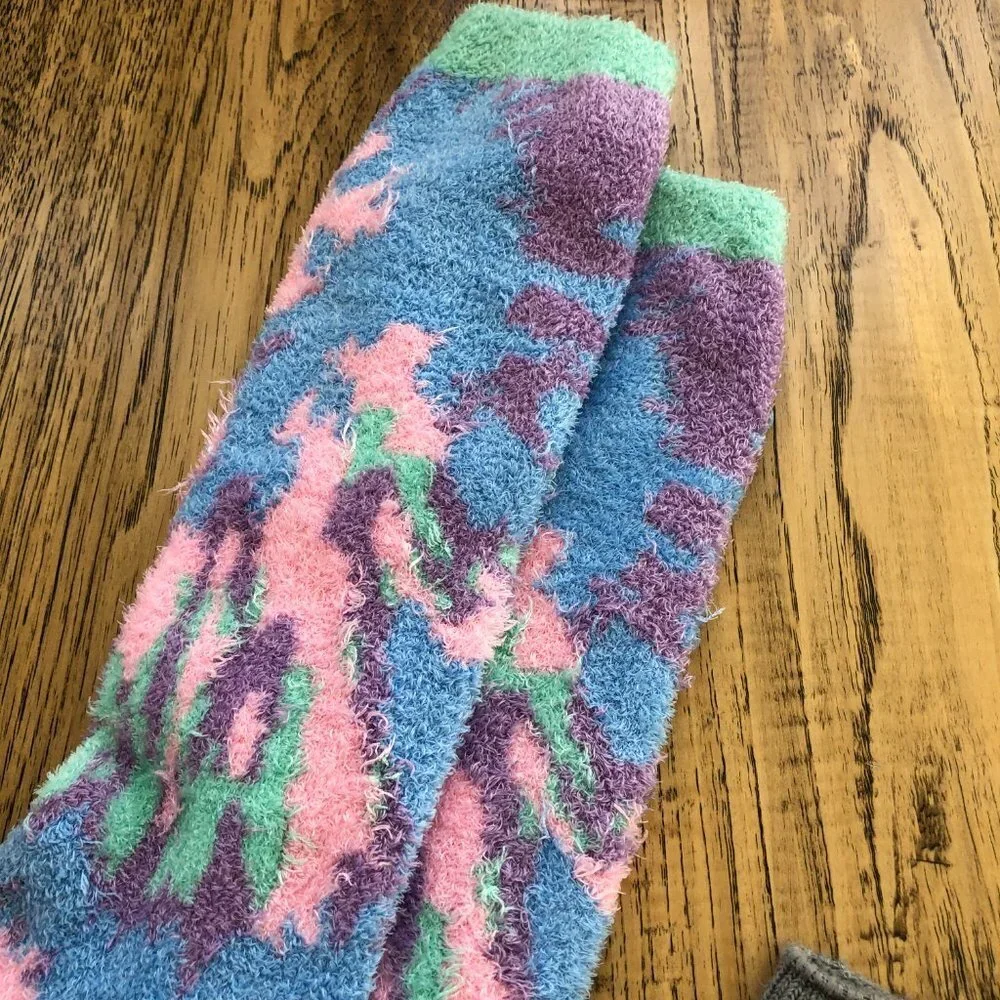 Kidcore Bear socks Fuzzy socks and Bright socks 3 Pair Sock Bundle
